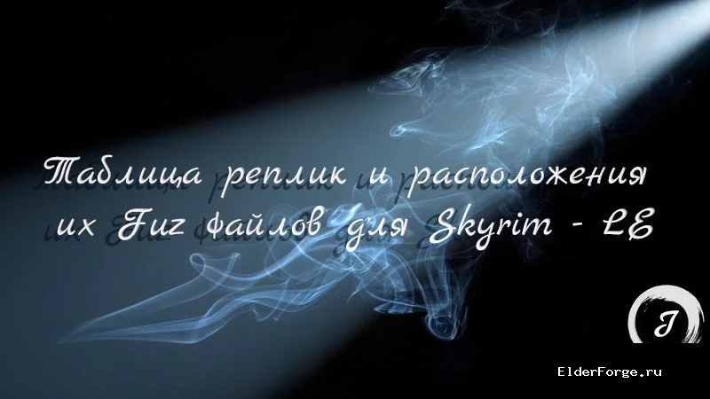 Обложка мода: Таблица реплик и расположения Fuz-файлов для Skyrim LE