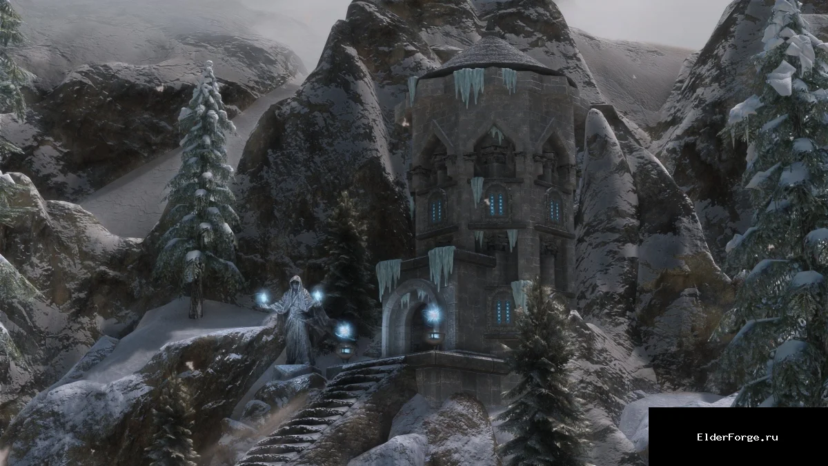 Обложка мода: Тель Ашен – магическая башня в Skyrim SE-AE с секретным выставочным залом