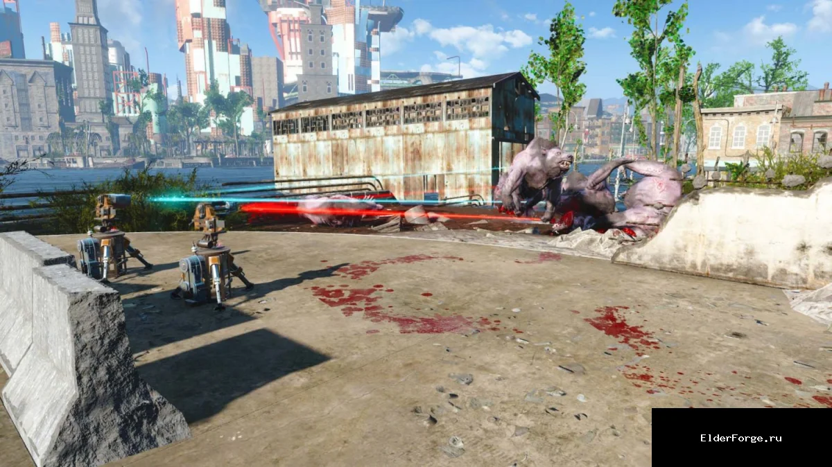 Обложка мода: Улучшенные лазерные турели для Fallout 4 – без энергопотребления и с повышенным уроном