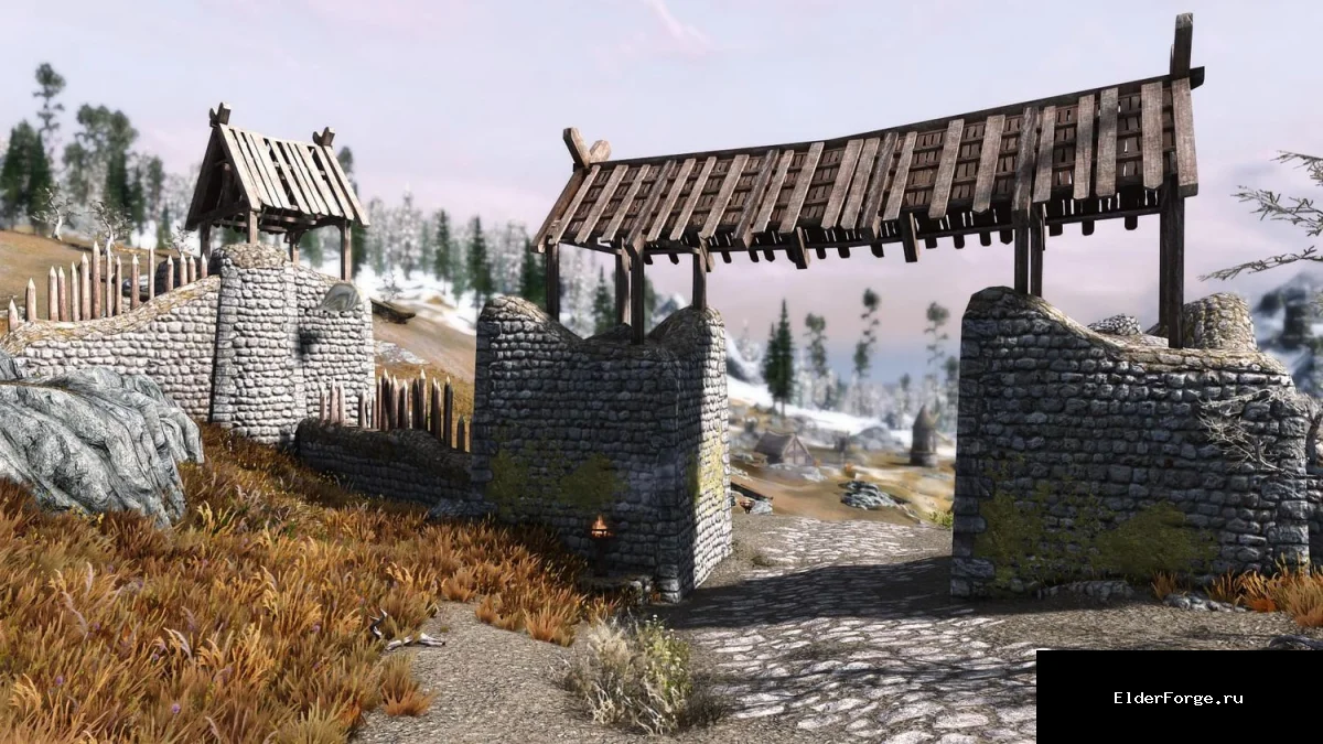 Обложка мода: Улучшенные сторожевые башни Вайтрана для Skyrim SE – новые стены и смотровые вышки
