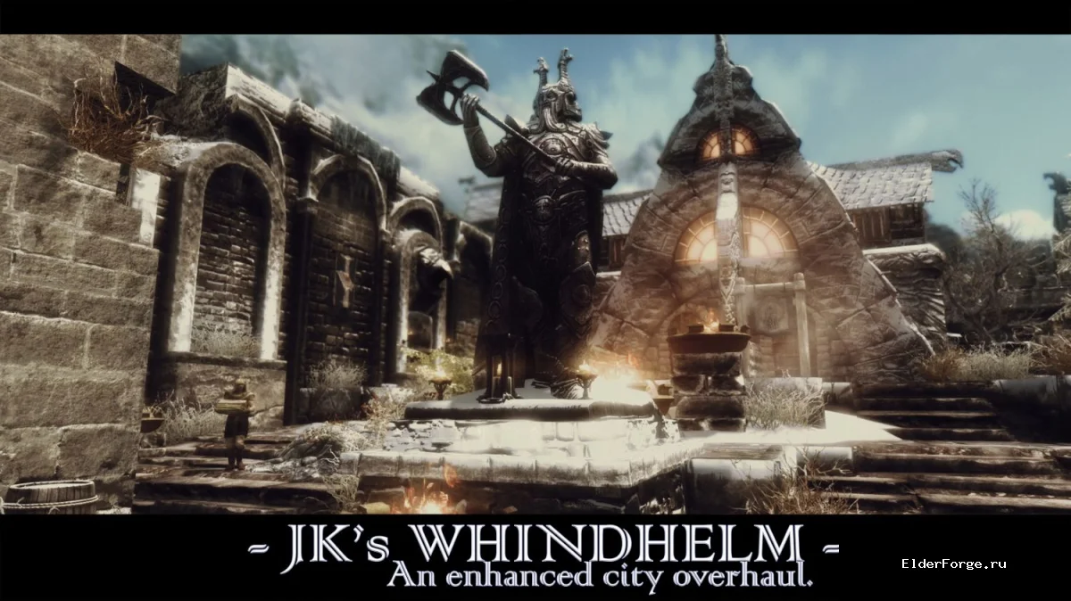 Обложка мода: Улучшенный Виндхельм для Skyrim LE – мод от JK, красивый нордский город