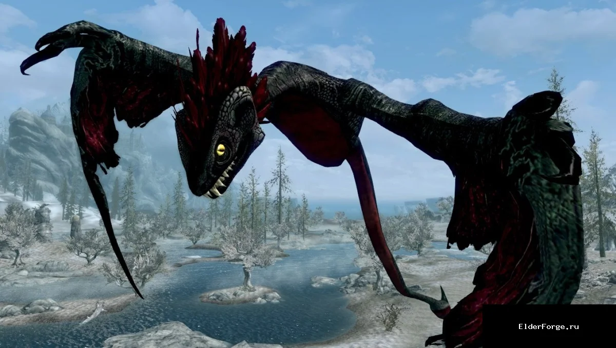 Обложка мода: Василиски в Skyrim SE – новые ядовитые монстры для Special Edition