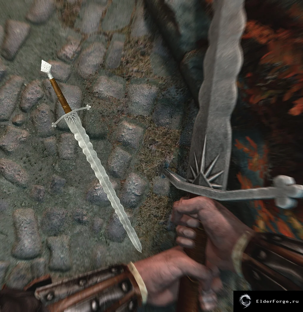 Обложка мода: Меч Ард'энье Ведьмака для Skyrim LE — одноручный и двуручный