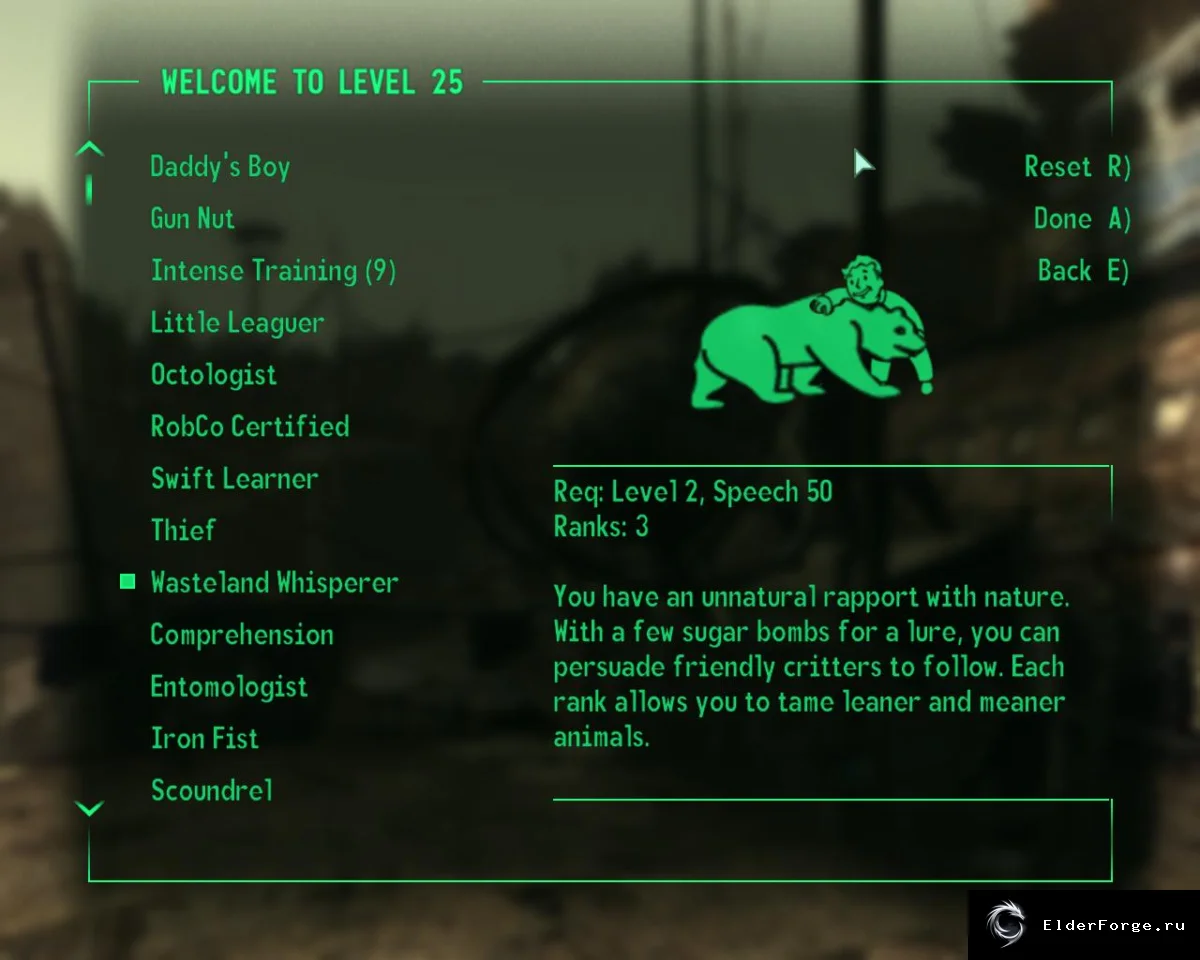 Обложка мода: Fallout 3 Wasteland Whisperer — новые перки и дружелюбные животные