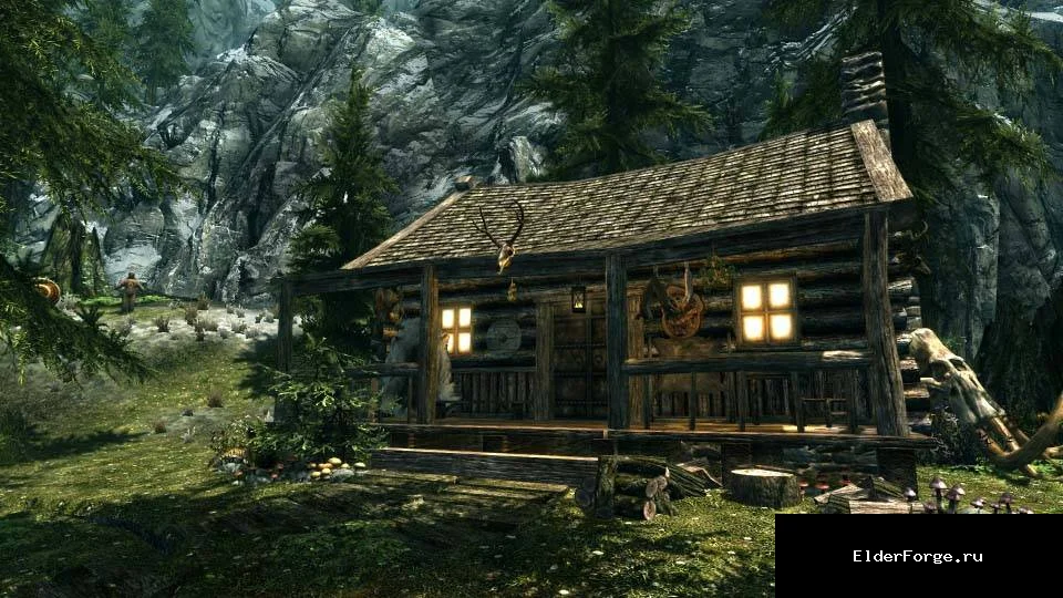 Обложка мода: Хижина охотника – уютный дом вблизи Ривервуда для Skyrim LE