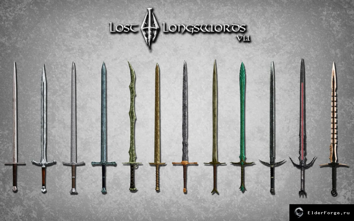 Обложка мода: Забытые длинные мечи для Skyrim LE — новые клинки оружия