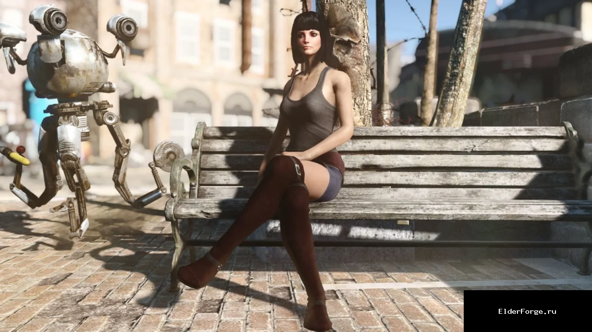Обложка мода: Женская простая одежда CBBE для Fallout 4 – комплект из штанов, сапог и футболки