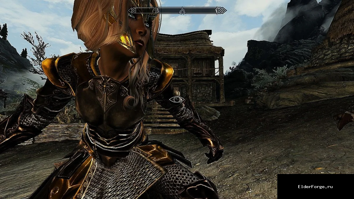 Обложка мода: Золотистая эбонитовая броня для Skyrim Legendary Edition – стильный ретекстурированный набор