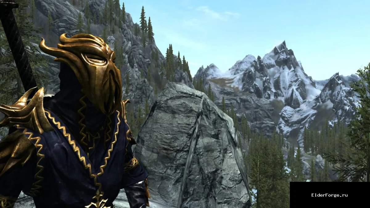 Обложка мода: Золотой ретекстур брони Мираака для Skyrim Legendary Edition – яркая броня