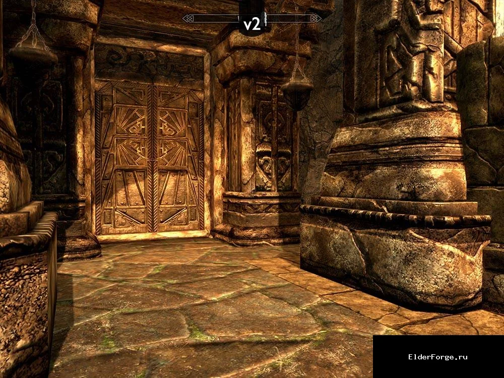 Обложка мода: Золотой ретекстур руин Двемера для Skyrim Legendary Edition
